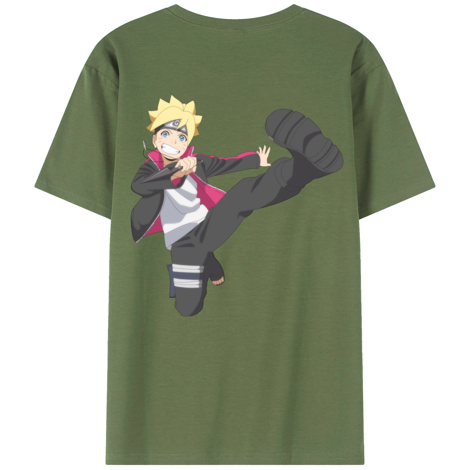 （画像用） NARUTO -ナルト- うずまき ボルト Uzumaki Boruto 綿100％ メンズ半袖Tシャツ（バックプリント） 通気性